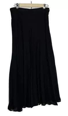 £33.72 • Buy Vintage Stephanie Andrews Pleated Maxi Skirt Black Sheer Womens Size 12 Cocktail