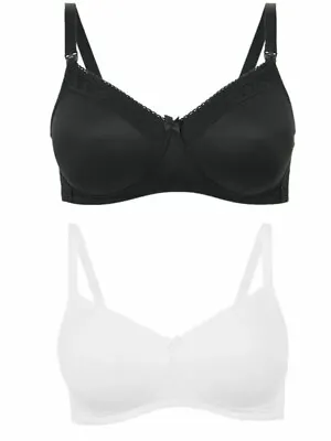 £14.99 • Buy New M&S COLLECTION Black/White Non Wired Padded Maternity Nursing Bra - 40F