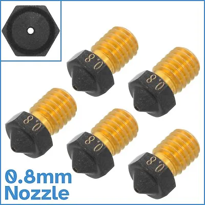 5x E3D V6 0.8mm PTFE Coated Brass Nozzle 1.75mm Non Stick 3D Printer Spare Part • $21.45