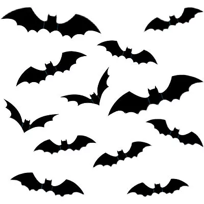 24/48/96/120x 3D Bat Stickers Wall Door Window Craft Shiny PVC Halloween Decor • $10.88