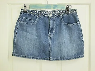 Ralph Lauren Womens Size 3/4 28x12 Studded Mini Jean Skirt 52-18377 • £13.45