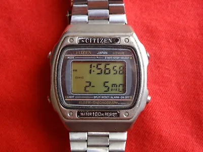 CITIZEN Vintage P110-313283  ALARM CHRONOGRAPH  JAPAN LCD Digital Watch • $49