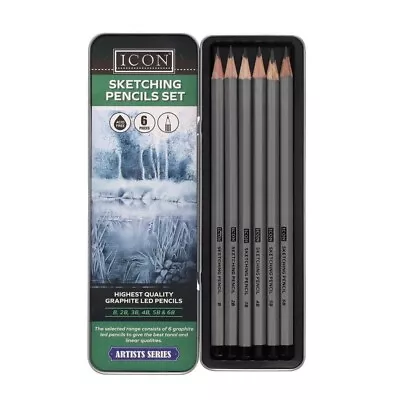 Sketch Pencil Sketching Set Mixed Grades Sketch Graphite Pencil Set 6 Tin Box • £5.99