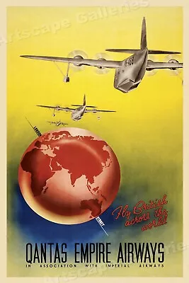 1930s Qantas Empire Airways Vintage Style Australian Travel Poster - 24x36 • $25.95