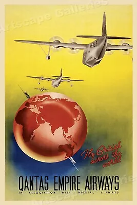 Qantas Empire Airways Australia 1930s Vintage Style Travel Poster - 16x24 • $13.95