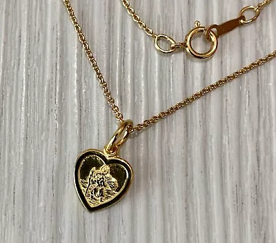 Gold Over Silver Saint Christopher Heart Necklace With Personalised Engraving • £19.12