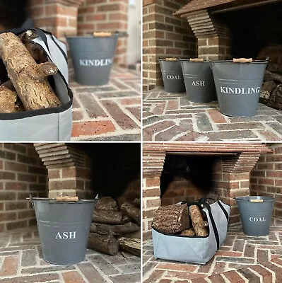 £17.99 • Buy Fireplace Buckets Coal Ash Kindling Scuttle Ash Shovel Log Carrier French Grey 