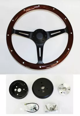 1970-77 Mercury Comet Cougar Montego 15  Dark Mahogany Wood Steering Wheel Black • $199.88