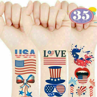 $6.99 • Buy 30x Waterproof Temporary Tattoo Stickers Fake Removable 4th Of July Arm Sticker