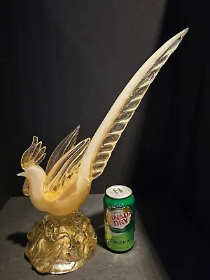 Large 17  Tall Murano Pheasant Bird With Heavy Gold Fleck- Excellent! • $275