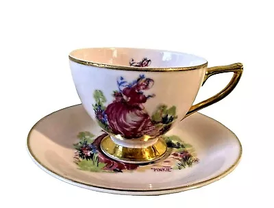   Pink Pinkie Crinoline Lady Tea Cup & Saucer Set Made In Japan Vintage Retro • $27.99