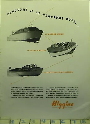 1948 Higgins Cruiser Runabout Sport Speedster Boat Nautical Ship   Be66 • $24.95