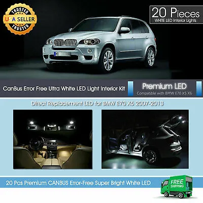 $23.99 • Buy White LED Interior Premium Light Package For BMW X5 M E70 2007-2013 Canbus 20X