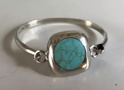 Vintage Sterling Silver 925 Bracelet W Turquoise Stone 7  - 21 Gms. • $19.95