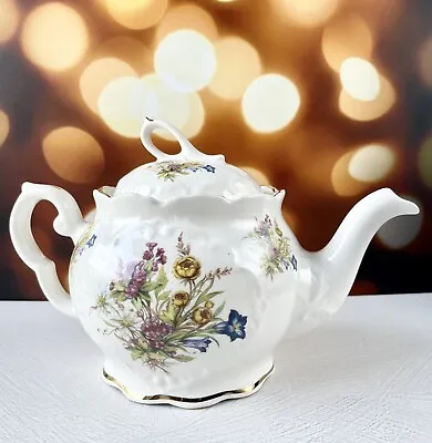 Vintage Crown Dorset Staffordshire Ceramic Teapot Multi Floral Garden Teaparty • $22