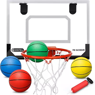 Indoor Basketball Hoop Set For Kids Adults Mini Over The Door Hoop Set With 4 M • $30.43