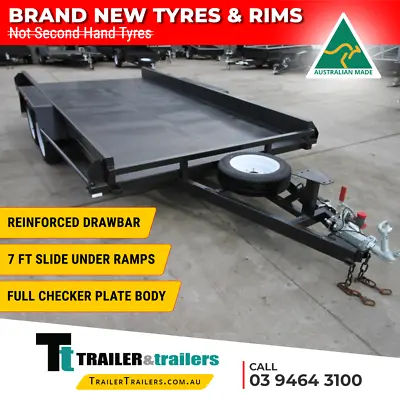 $3590 • Buy 14x6'6 TANDEM AXLE CAR CARRIER BOX TRAILER | 10  SIDES | NEW WHEELS & NEW TYRES