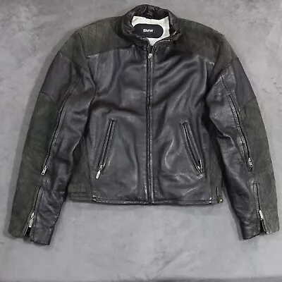 Vintage Bmw Siena Black Leather Padded Motorcycle Jacket Size Xl • $25