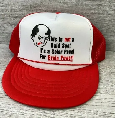 Vintage Trucker Hat Bald Spot Brain Power Snapback Foam Mesh Adjustable Cap  • $13.02