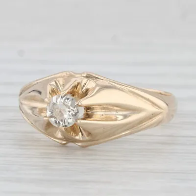 Antique 0.33ct Diamond Men's Ring 14k Yellow Gold Belcher Setting Size 9.75 • $699.99