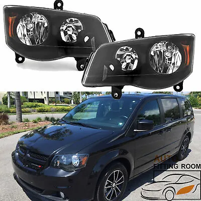 For 2011-20 Grand Caravan 2008-16 Town & Country Black Headlights Amber Concer  • $79.99