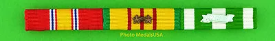 Vietnam Service 3 Ribbon Bar Rack- National Defense Campaign - 2 Campaign Stars • $13.95