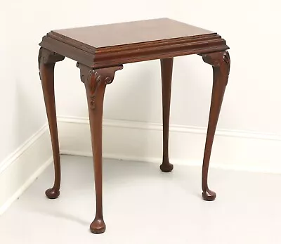 Mid 20th Century Mahogany Burlwood Top Queen Anne End Side Table • $495