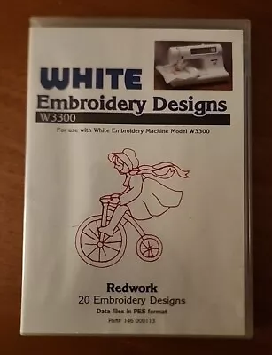 White Machine W3300  Embroidery Card Designs Instructions & Case REDWORK  • $9.99