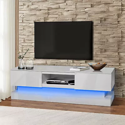 63in WHITE Morden TV Stand LED Lights TV Cabinet Assembled Bedroom Lounge Room • $227.24