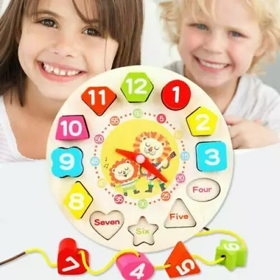£6.29 • Buy Children Kids Wooden Clock Puzzle Early Learning Number Educational Toy XMAS 
