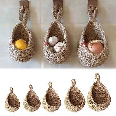 Wall Hanging Storage Basket Vegetable Fruit Pouch Multifunctional Woven Baskets • $12.38