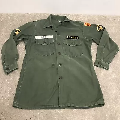 Vtg Army OG 107 Vietnam Fatigue Shirt 60s 70s Patches RAY Last Name DAMAGED • $29.99