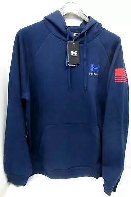 Under Armour Mens Freedom Flag Fleece Hoodie Pullover Blue Size XL • $42.99