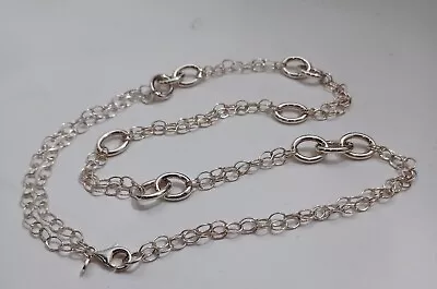 Milor Italy 925 Sterling Silver Oval Mixed Link Necklace 24  16 Grams Signed • $40