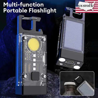 Multifunction Solar Mini LED COB Flashlight Keychain Rechargeable Work Lights US • $11.88