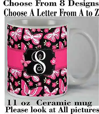 Butterfly Mug Personalized Custom Monogram Gift WhiteTea Coffee  11 Oz New  • $21.31