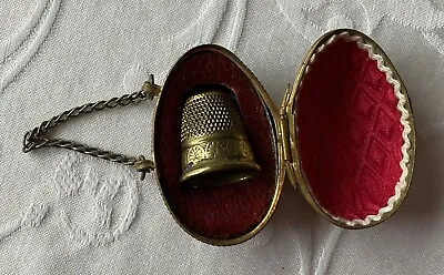 Vintage Metal Brass Thimble In A Egg Storage Case Victorian? Rare • £90