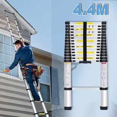£89.99 • Buy 4.4M Heavy Duty Aluminium Steps Telescopic Loft Ladder Multi-Purpose Extendable