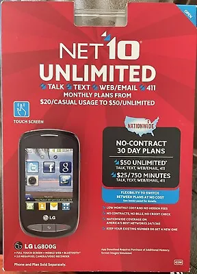 LG 800G  Black Net10 UNLIMITED Smartphone Cell Phone-Sealed Box! • $30