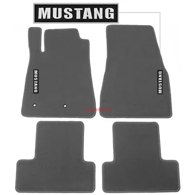 For 05-09 Ford Mustang Coupe Floor Mat Carpet Gray Nylon Front & Rear W/ Emblem • $56.04