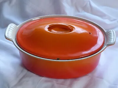 Le Creuset Cast Iron Casserole - Oval - 22 - Orange - In Very Good Condition. • £28