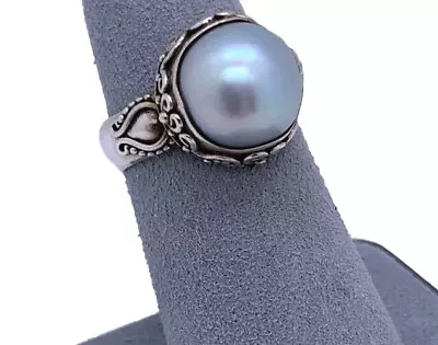 Suarti BA 12mm Mabe Pearl Sterling Silver Ring Sz-6 • $45