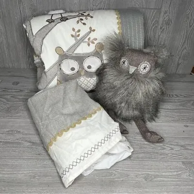 $100 • Buy Levtex Baby® Night Owl 3 Piece Crib Bedding Set In Grey Plush , Blanket , Skirt
