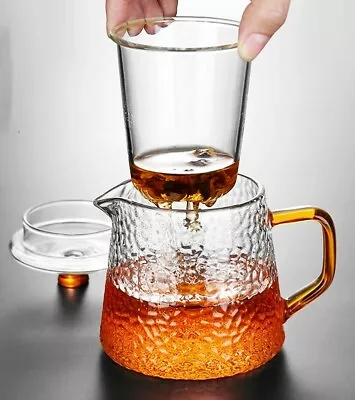 Teapot Set: 1 Teapot 450ml 2 Teacups 120ml Japanese Hammer Pattern Handcrafted • $21.99
