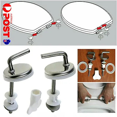 2x Toilet Seat Fix Fitting Stainless Back To Wall Replace Quick Release Hinges U • $15.75