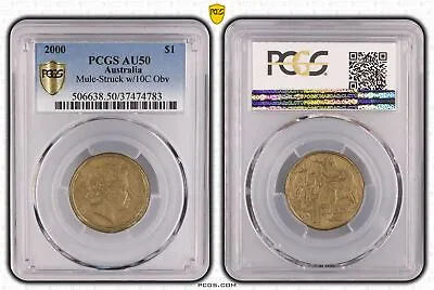 Australia 2000 $1 Mule Error 10c Obverse Coin PCGS AU50 #4783 • $639.29