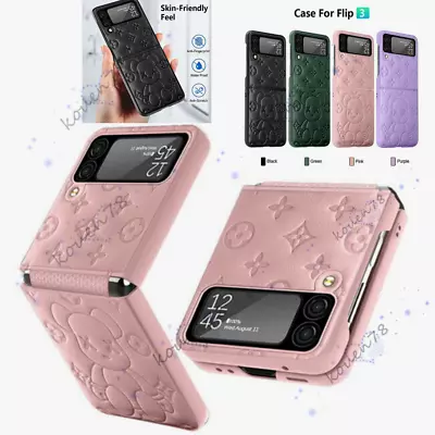 $11.99 • Buy For Samsung Galaxy Z Flip4 3 Shockproof Bear Leather Hinge Protective Case Cover