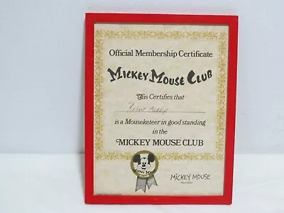 Vintage Mickey Mouse Club Certificate - Nicely Framed • $39.98