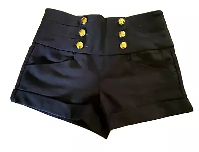 Supre Womens Shorts Navy Blue With 6 Gold Coloured Buttons Stretch Size S • $9.65