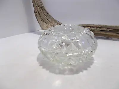 Vintage Clear Glass Crystal Round With Lid Salt Cellar Small Trinket Dish 3.5  • $12.99